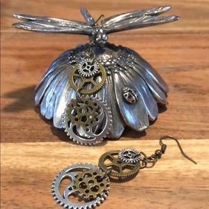 Steampunk 4 gear dangle earrings